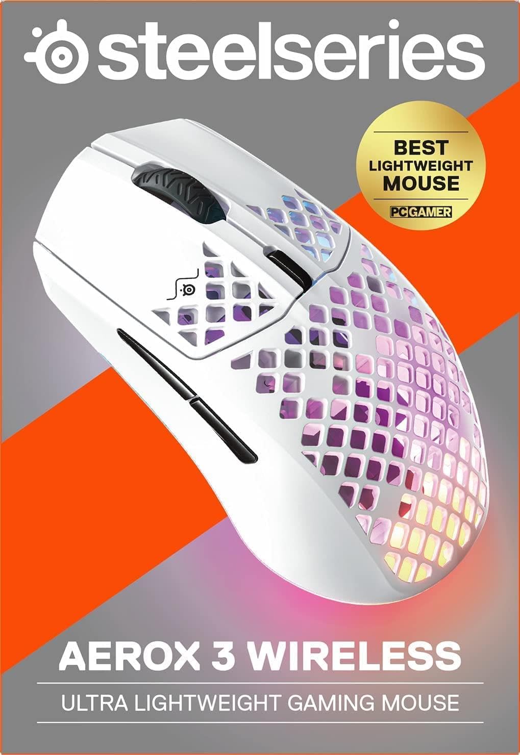 SteelSeries Aerox 3 Wireless – RGB Gaming-Maus – Snow Weiß