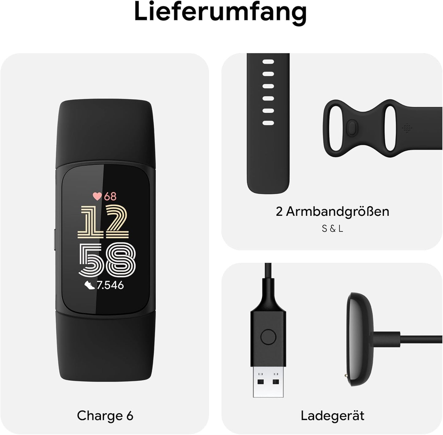 Fitbit Charge 6 – Fitness-Tracker – Obsidian / Schwarz – Gebraucht