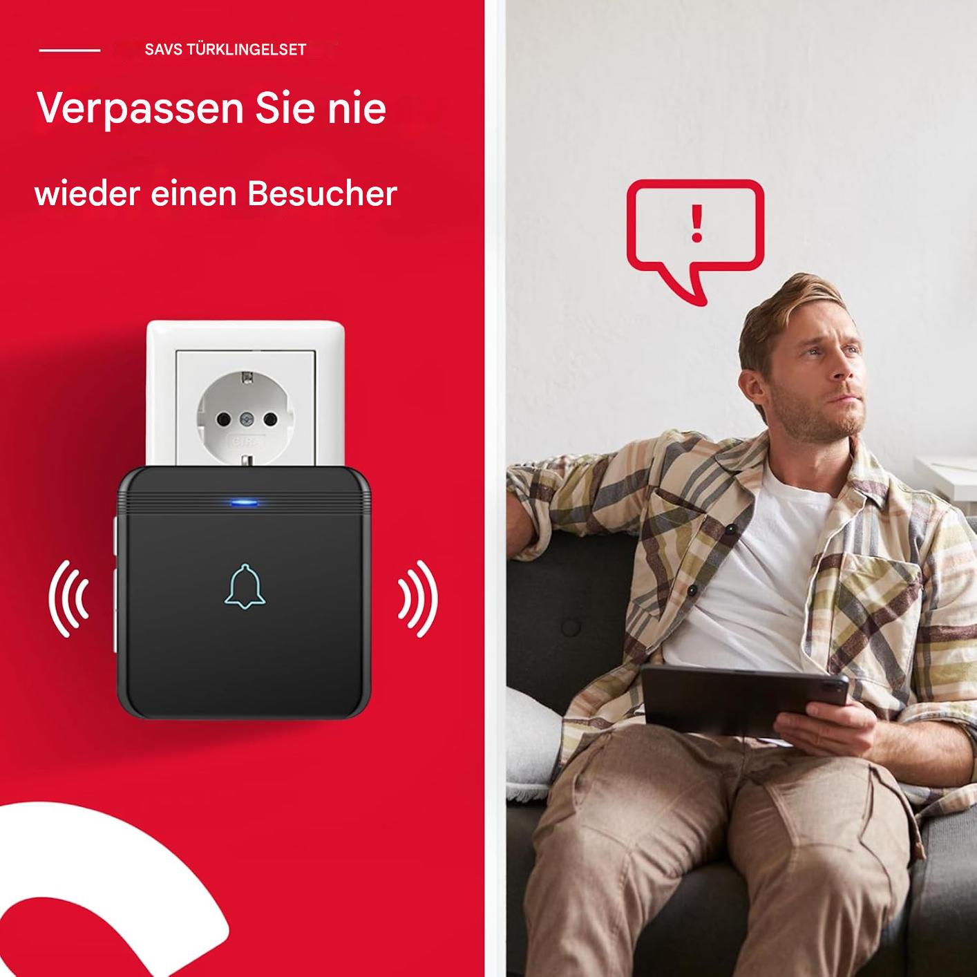 SAVS Funk-Türklingel – 2 Empfänger – 400 m Reichweite (OVP beschädigt)