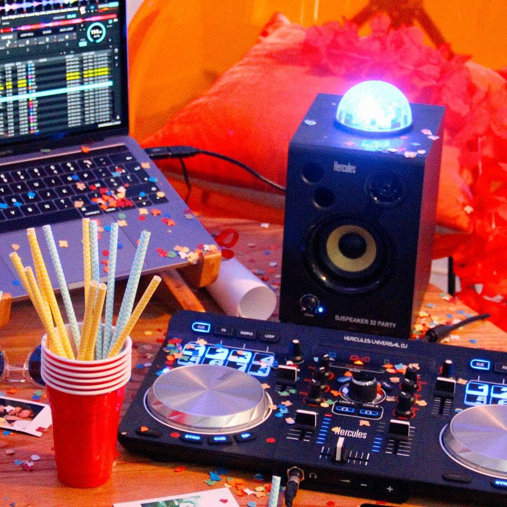 Hercules DJSpeaker 32 Party – 2x 15W Aktivlautsprecher mit LED
