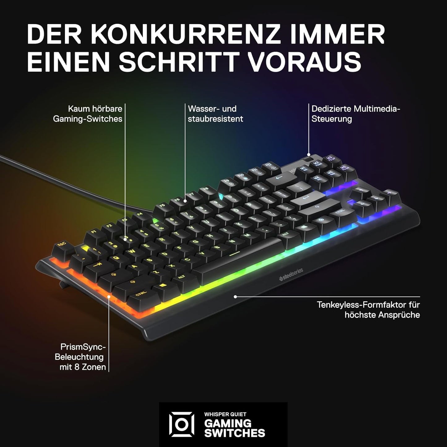 SteelSeries Apex 3 TKL – RGB Gaming-Tastatur – QWERTY US