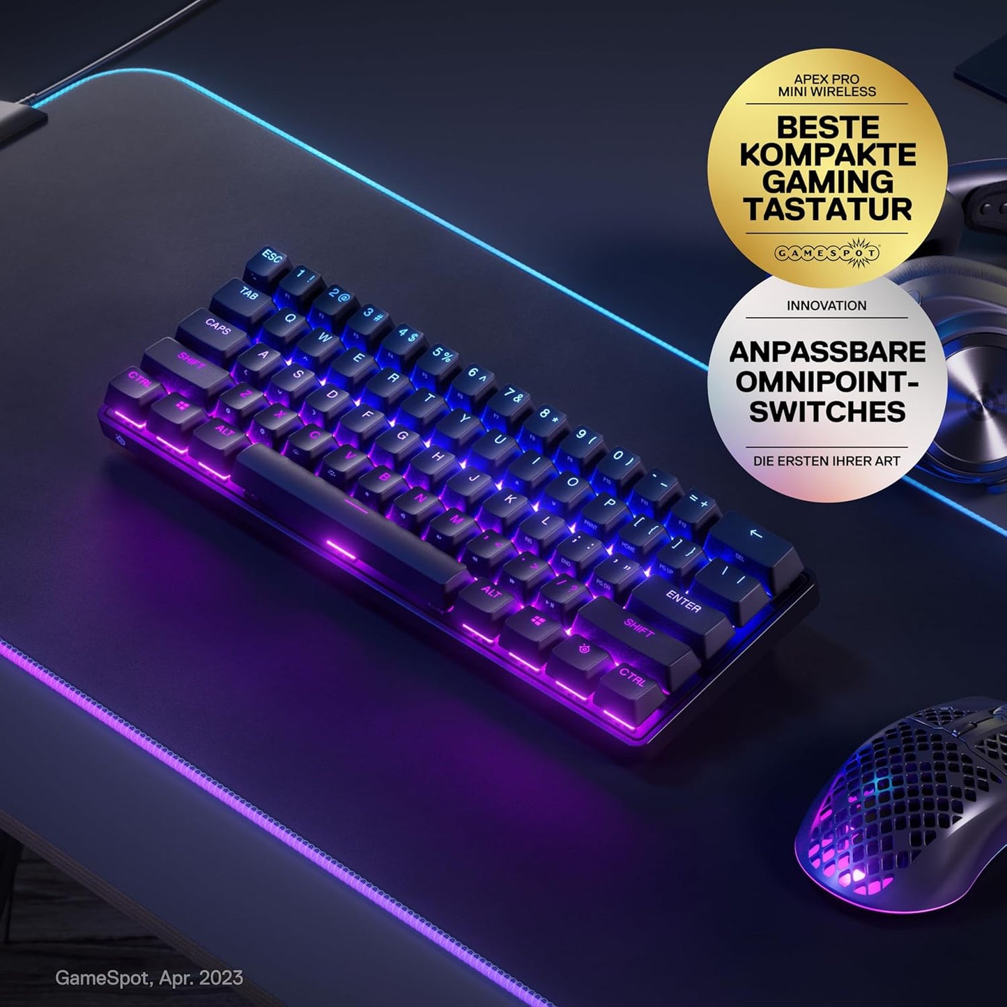 SteelSeries Apex Pro Mini Wireless – HyperMagnetic – QWERTY US