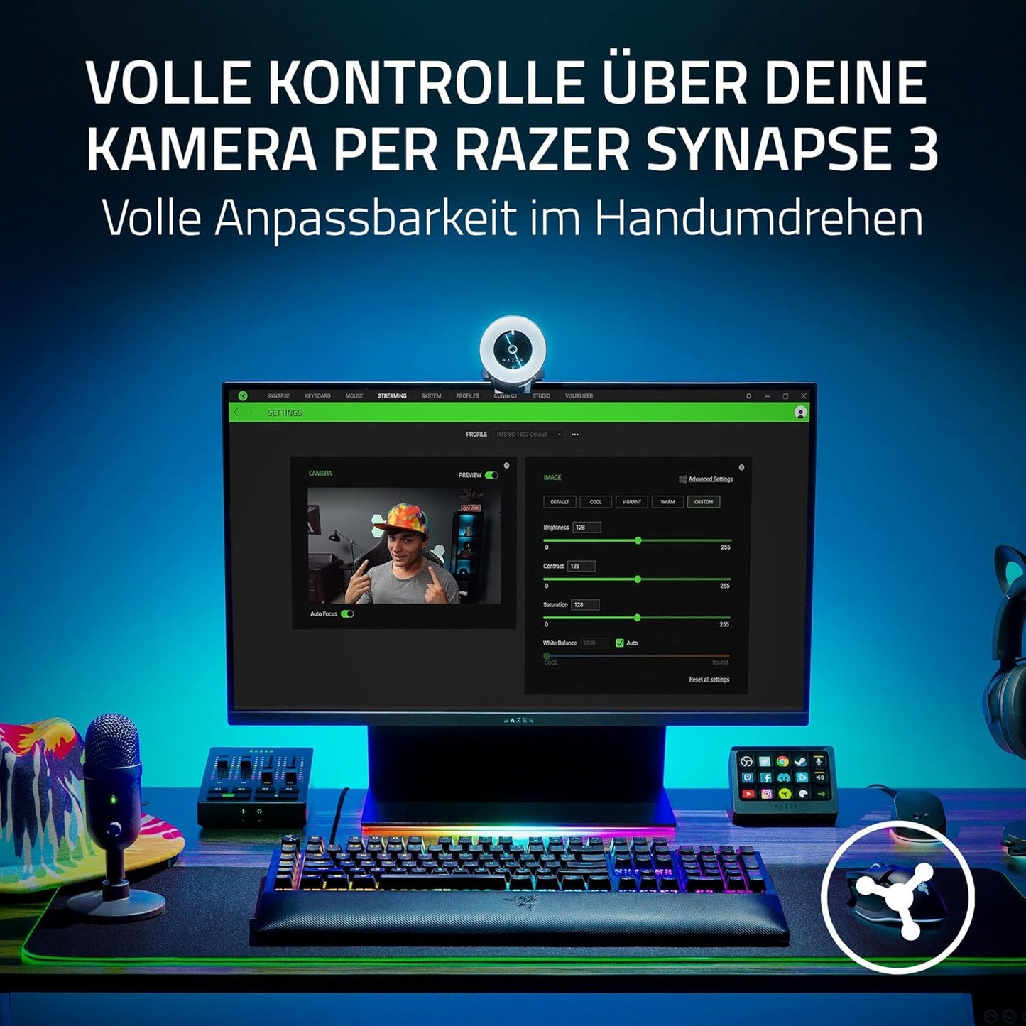 Razer Kiyo – HD Streaming-Webcam mit Ringlicht – 720p 60FPS