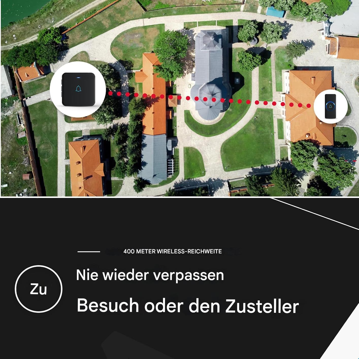 SAVS Funk-Türklingel – 2 Empfänger – 400 m Reichweite (OVP beschädigt)