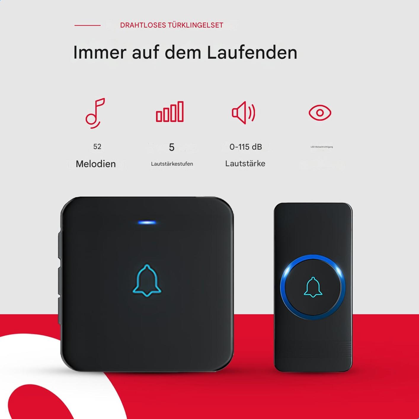 SAVS Funk-Türklingel – 2 Empfänger – 400 m Reichweite (OVP beschädigt)