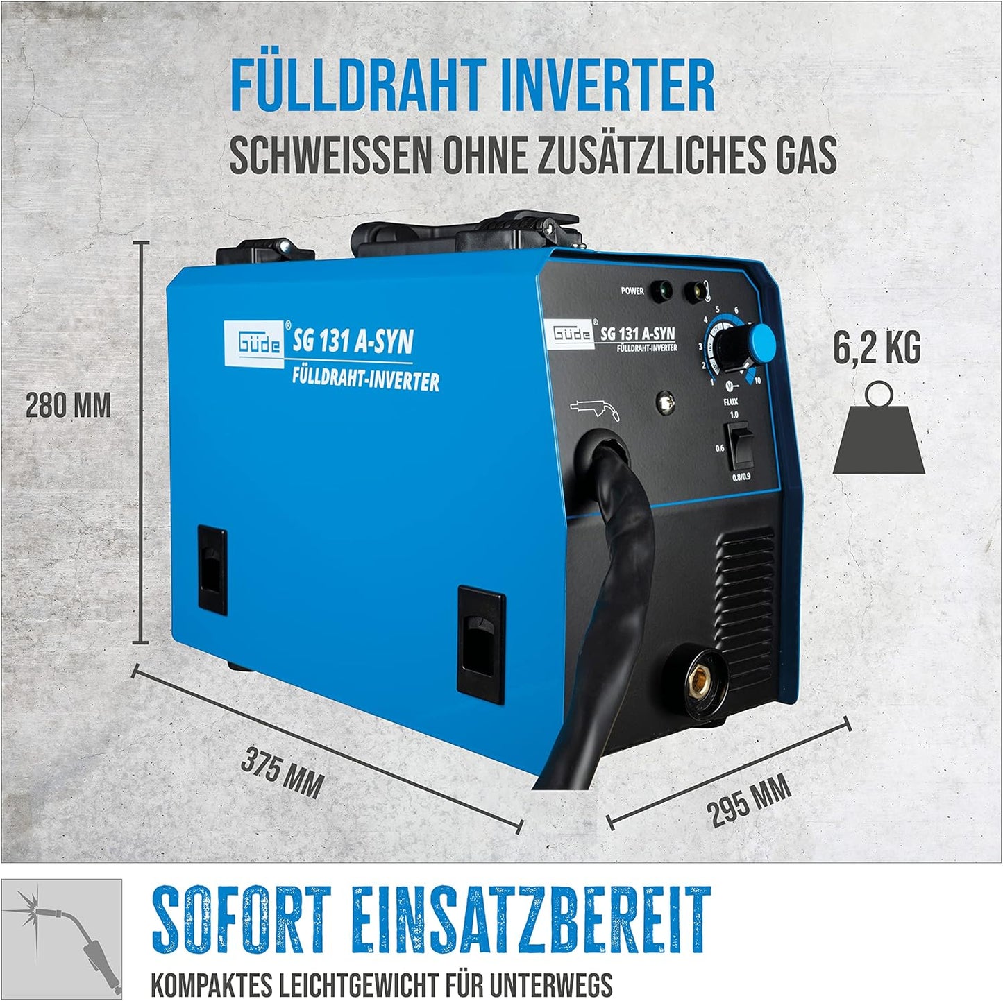 Güde SG 131 A-SYN – 120A Fülldraht-Schweißgerät – Inverter – Wie Neu