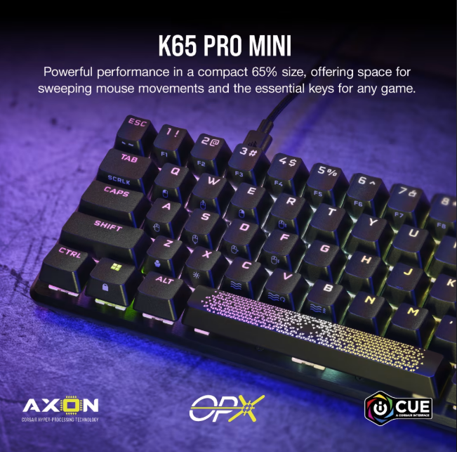 Corsair K65 Pro Mini – 65 % Gaming-Tastatur – OPX Switches – QWERTY US
