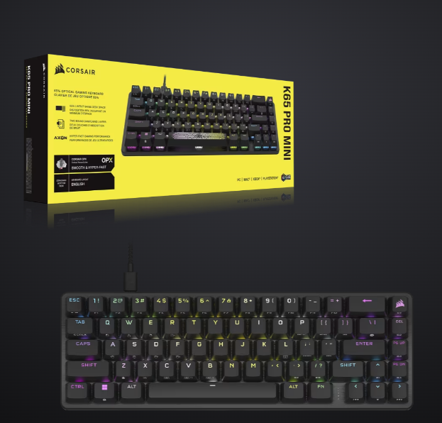 Corsair K65 Pro Mini – 65 % Gaming-Tastatur – OPX Switches – QWERTY US