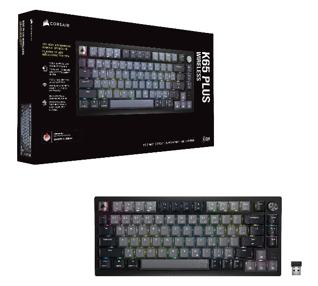 Corsair K65 Plus Wireless – Mechanische Gaming-Tastatur – QWERTY US
