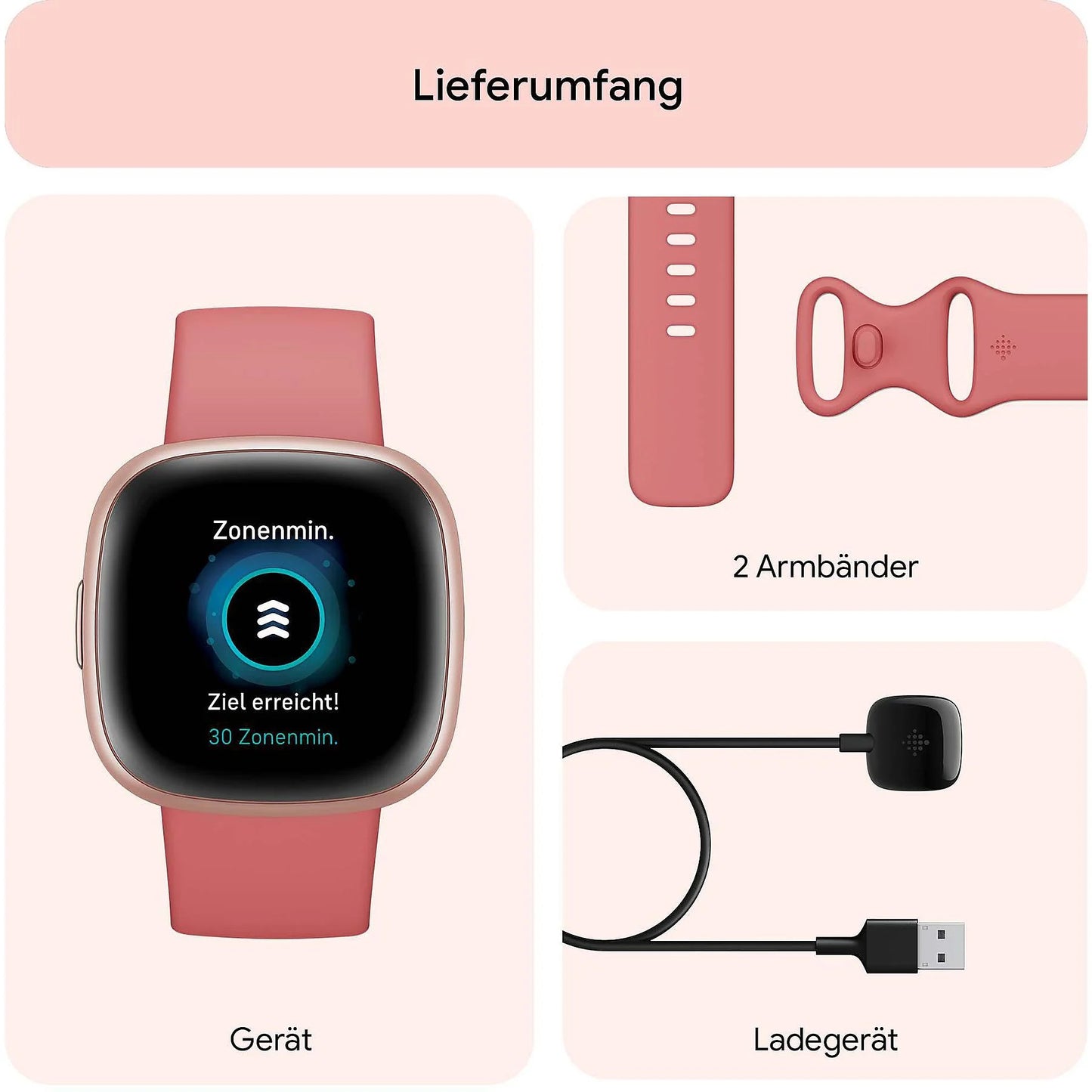 FITBIT Versa 4 Smartwatch Pink Sand / Copper Rose
