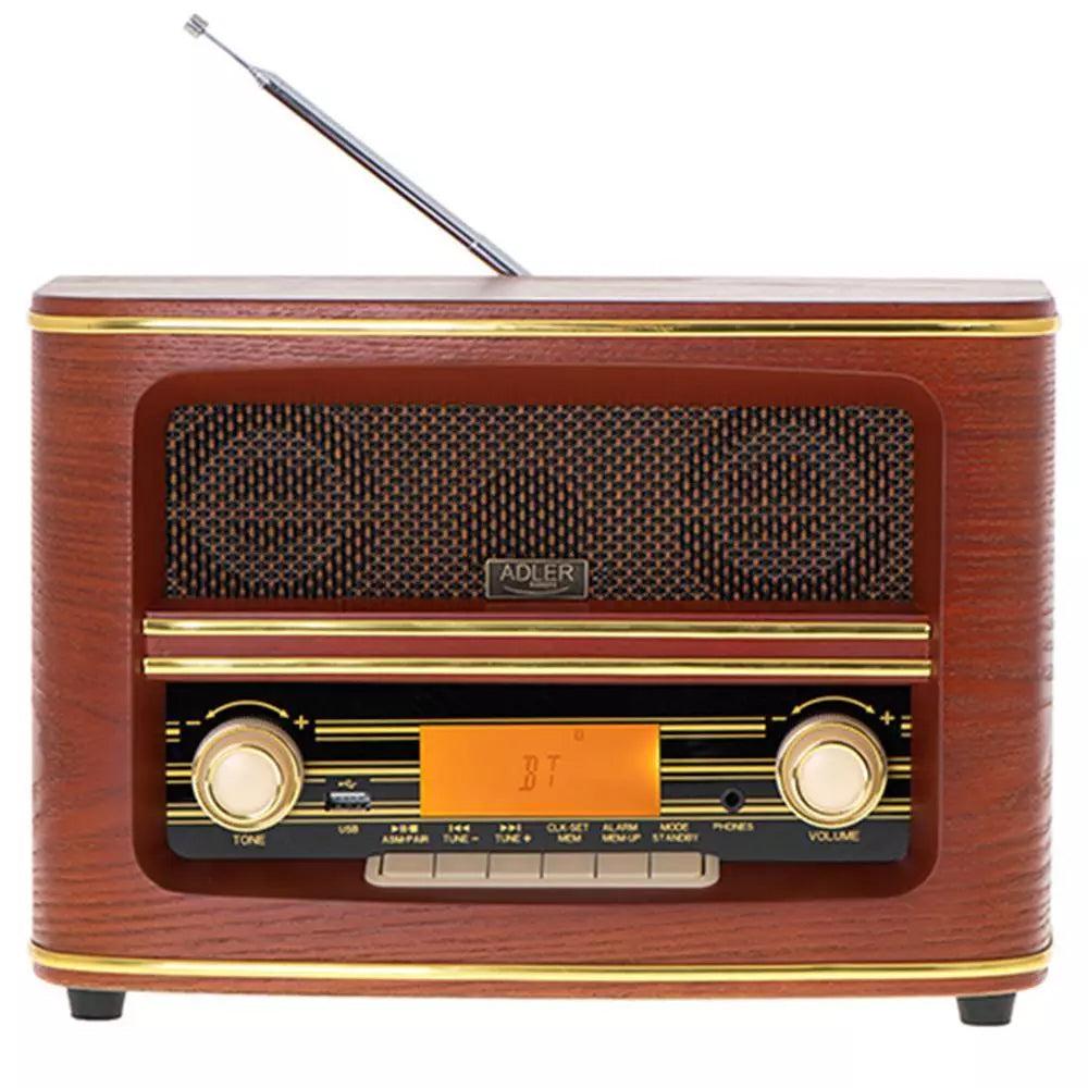 Adler AD 1187 Retro Radio – Bluetooth – Holzoptik – USB & AUX – LCD-Anzeige