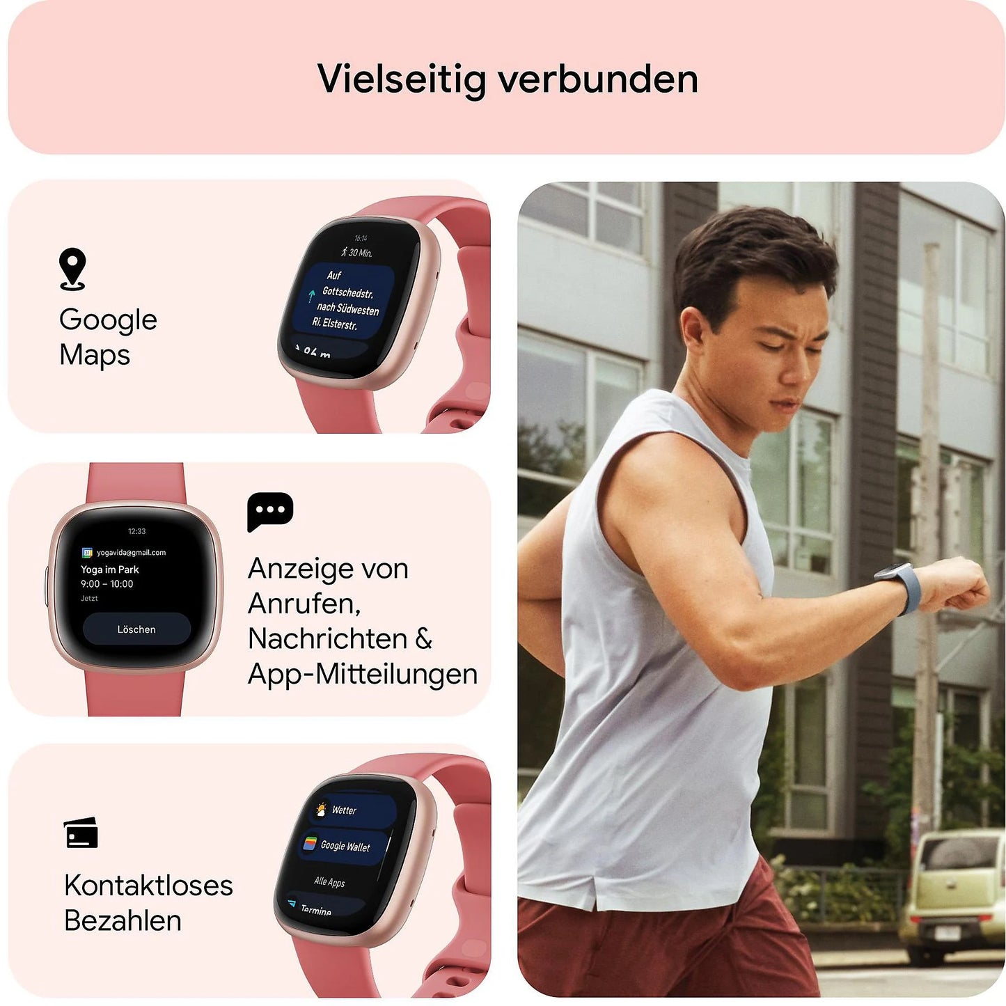 FITBIT Versa 4 Smartwatch Pink Sand / Copper Rose