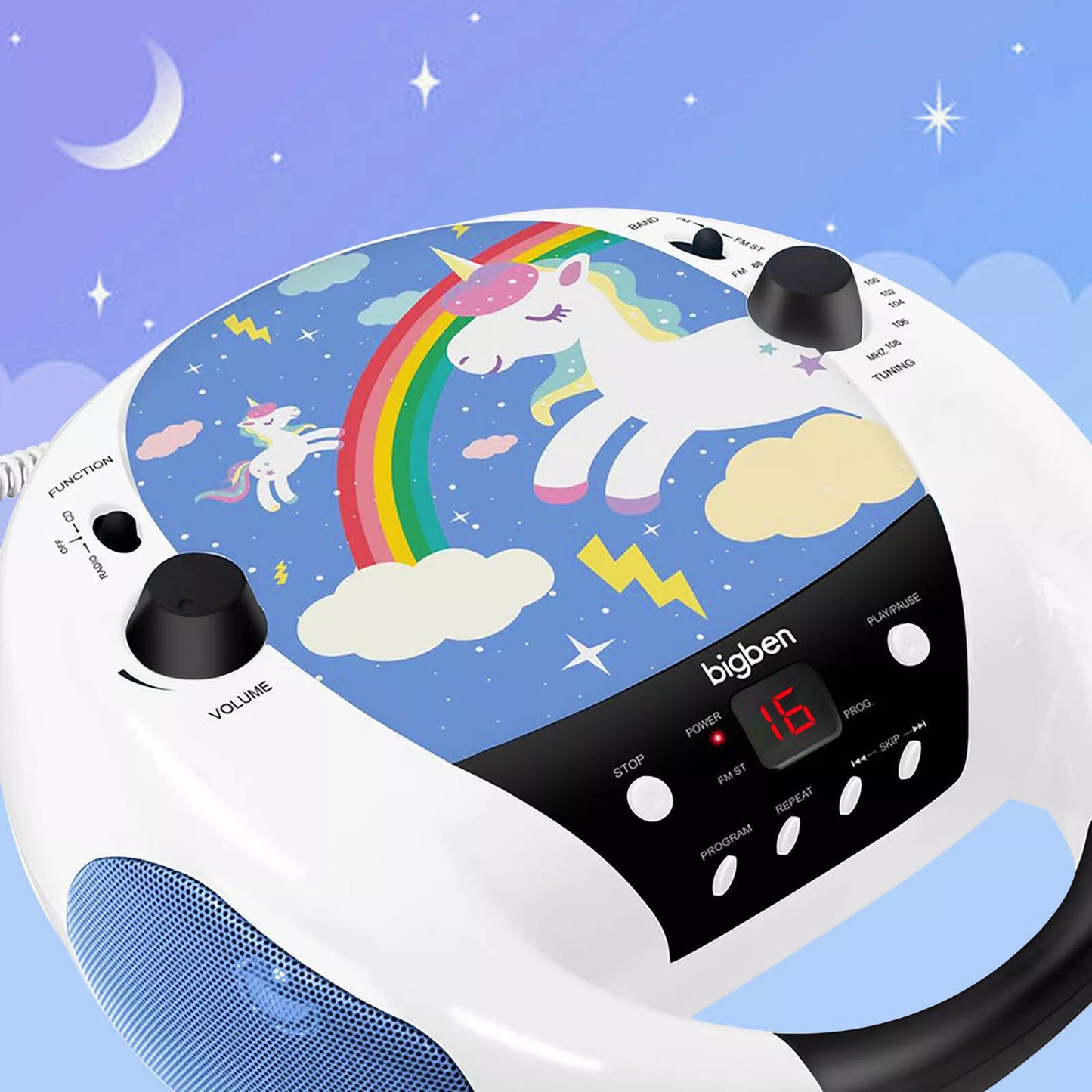 Bigben Tragbarer CD-Player Kids Einhorn – Weiß – Mit Mikrofon