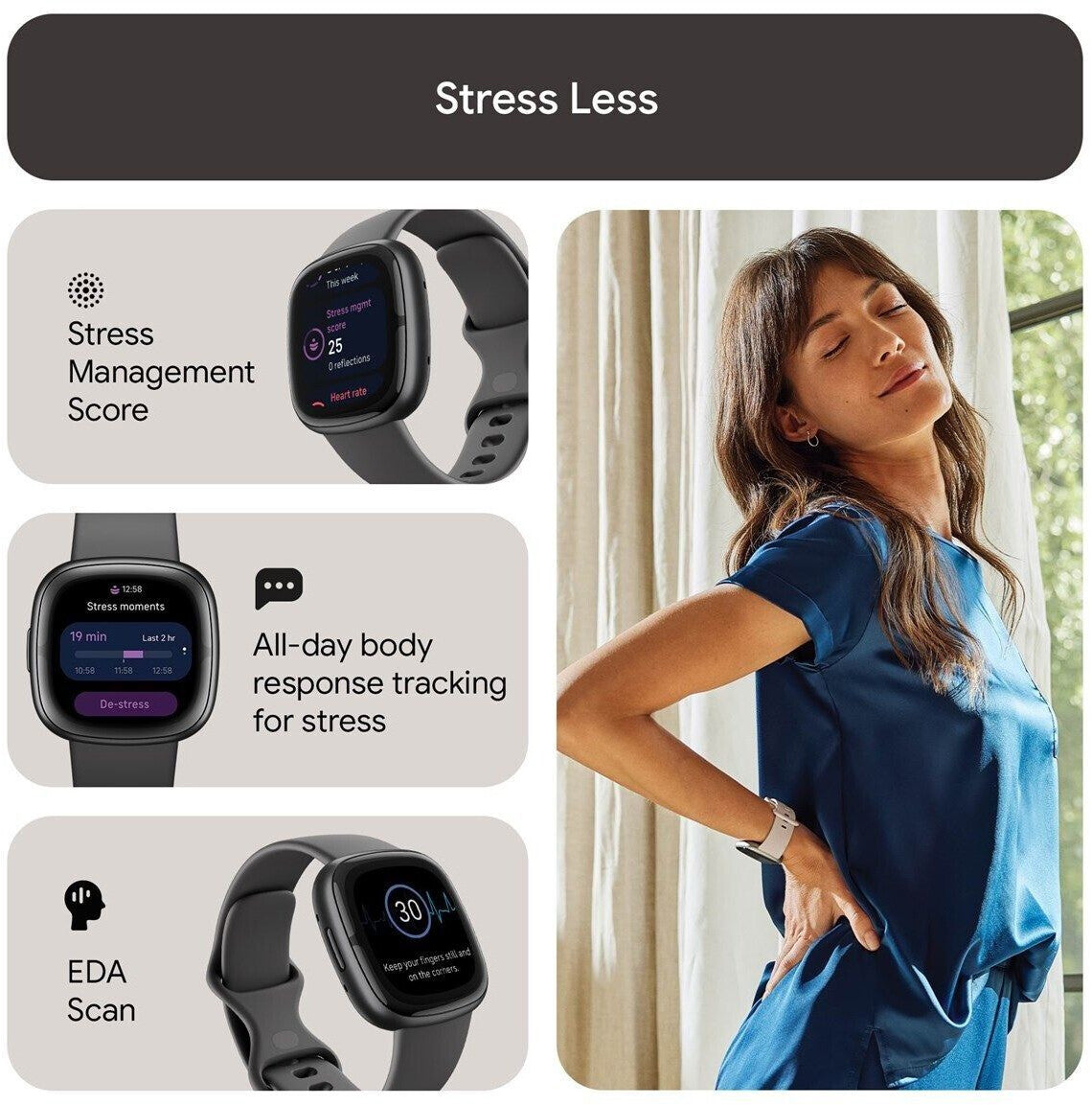 Fitbit Sense 2 Smartwatch GPS Stressmanagement EDA Blue Mist/Soft Gold
