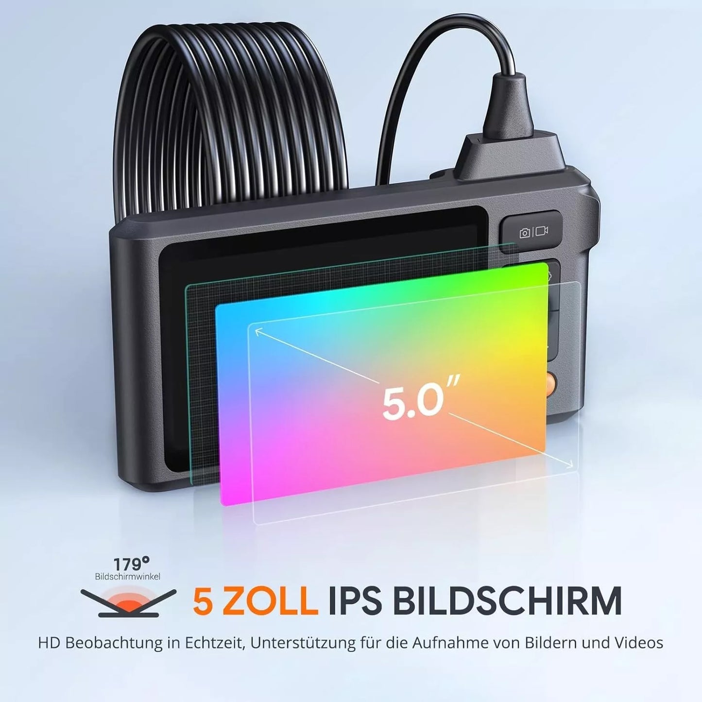 DEPSTECH DS520 Endoskop-Kamera 1080P Dual Lens 5" LCD 5m IP67