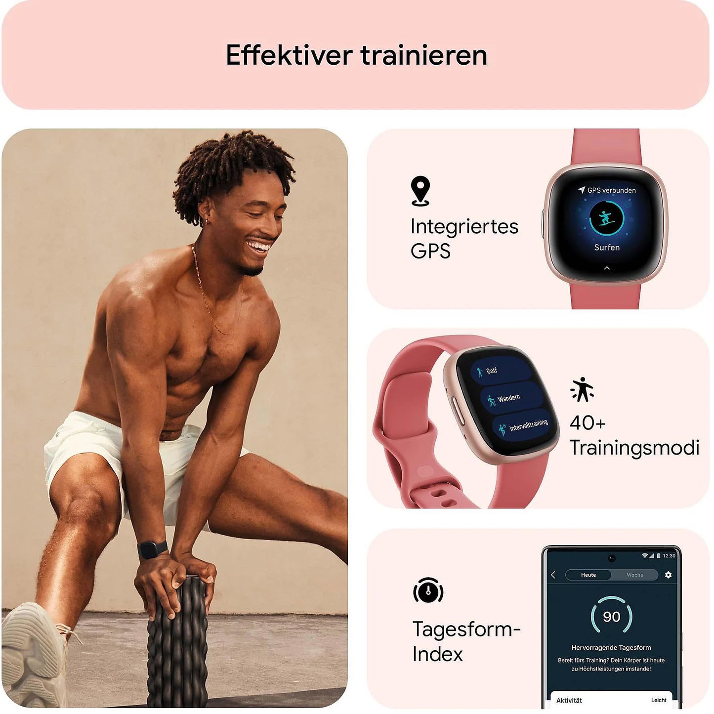 FITBIT Versa 4 Smartwatch Pink Sand / Copper Rose