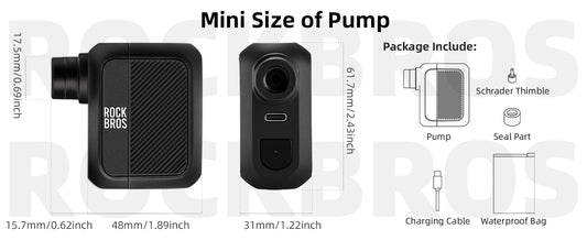 ROCKBROS Mini-Fahrradpumpe – Elektrische Luftpumpe 100 PSI | Tragbar | 300mAh