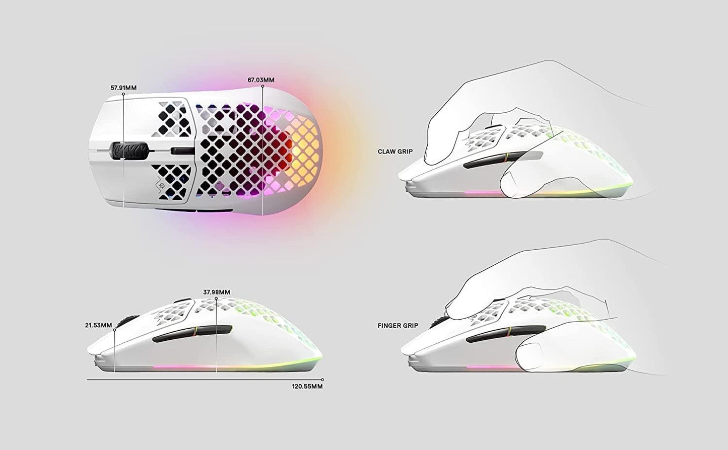 SteelSeries Aerox 3 Wireless – RGB Gaming-Maus – Snow Weiß