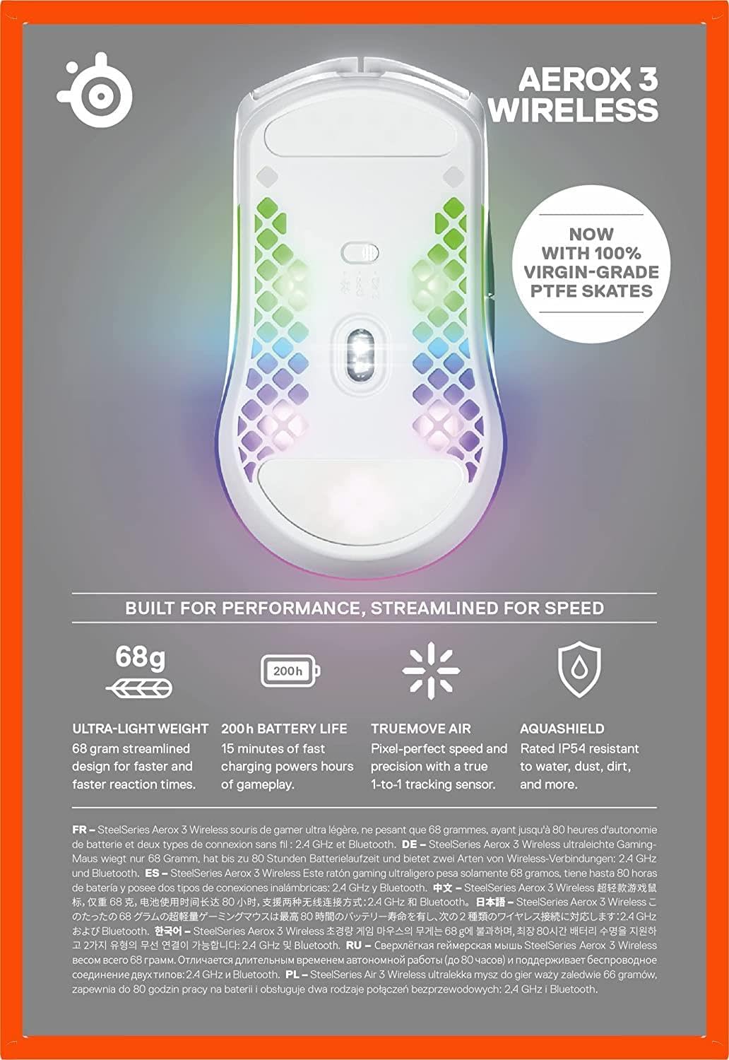 SteelSeries Aerox 3 Wireless – RGB Gaming-Maus – Snow Weiß