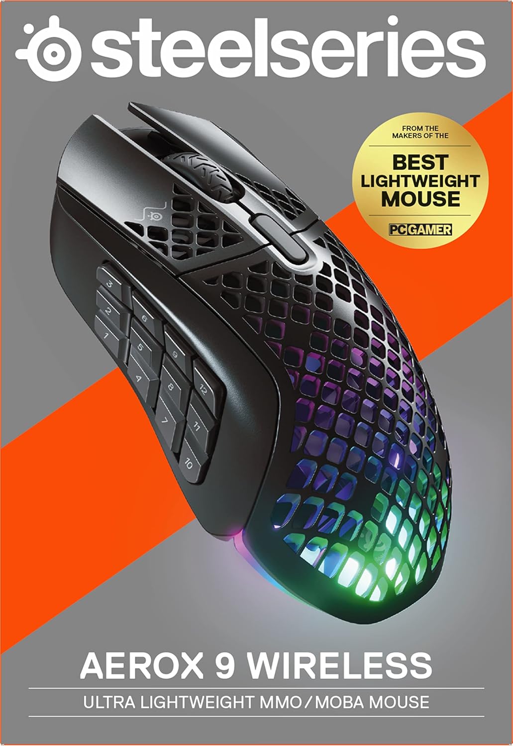 SteelSeries Aerox 9 Wireless – RGB Gaming-Maus – Schwarz
