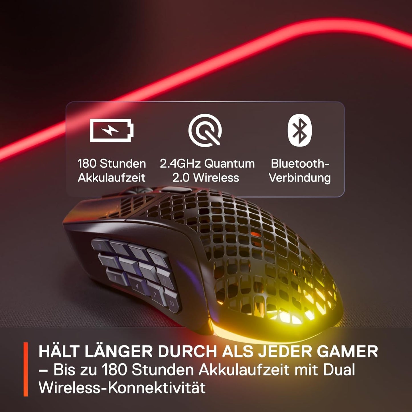 SteelSeries Aerox 9 Wireless – RGB Gaming-Maus – Schwarz