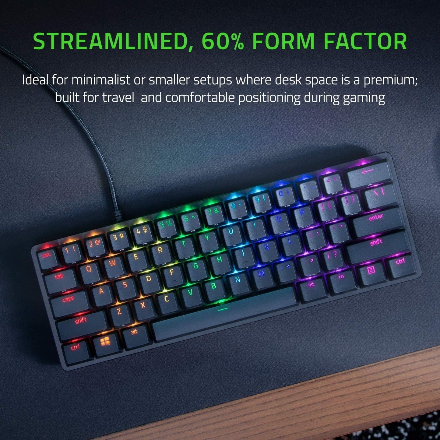 Razer Huntsman Mini V2 – 60 % Gaming-Tastatur mit optischen Switches – Schwarz