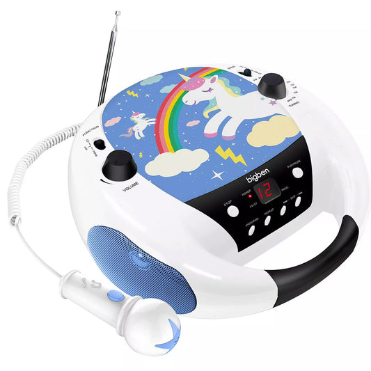 Bigben Tragbarer CD-Player Kids Einhorn – Weiß – Mit Mikrofon