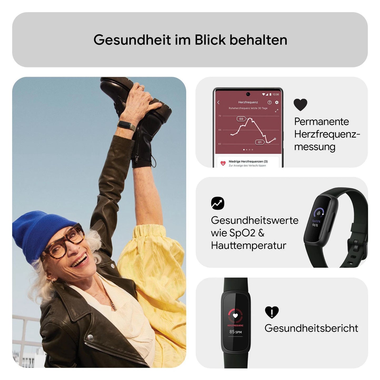 Fitbit Inspire 3 – Fitness-Tracker – Nachtschwarz/Schwarz
