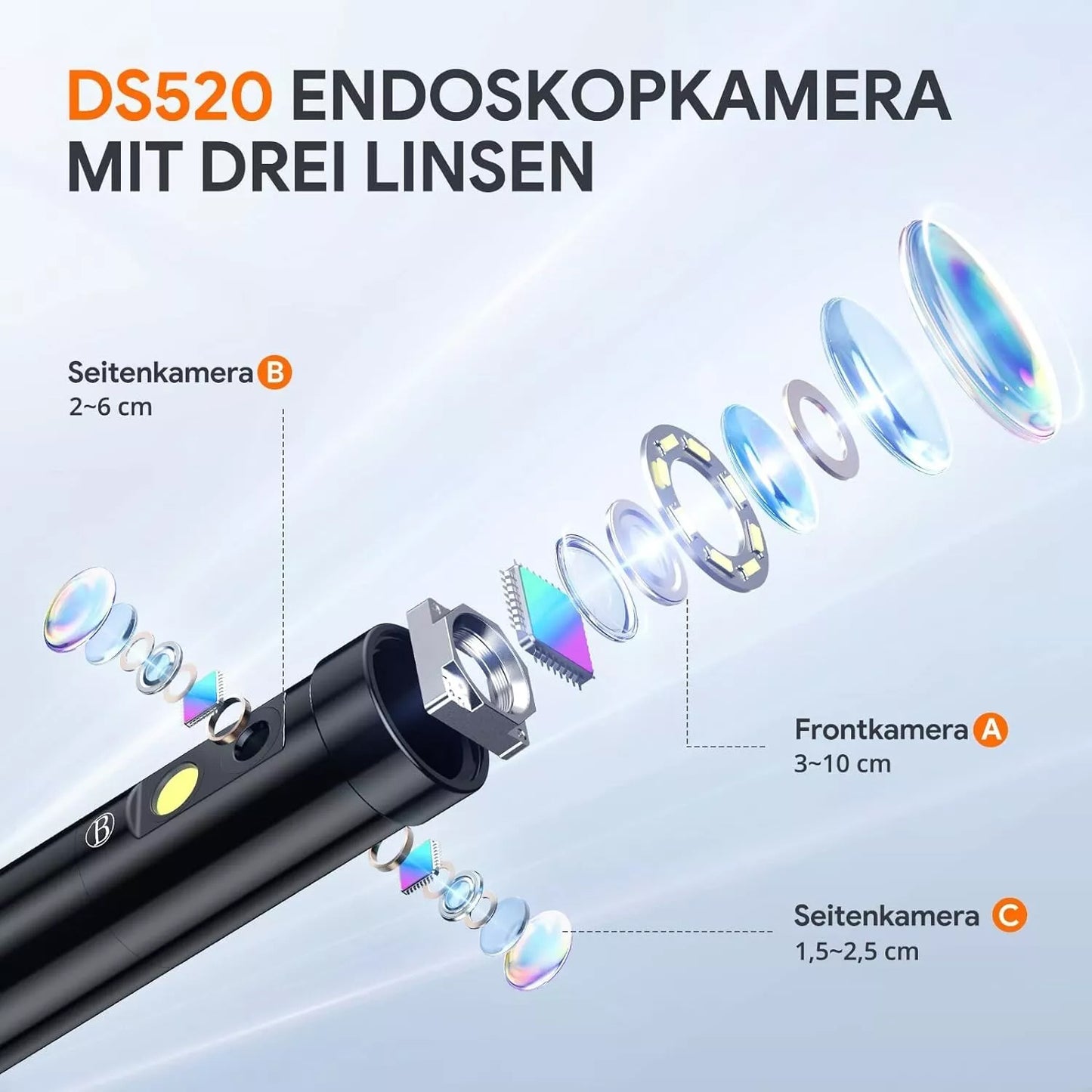 DEPSTECH DS520 Endoskop-Kamera 1080P Dual Lens 5" LCD 5m IP67