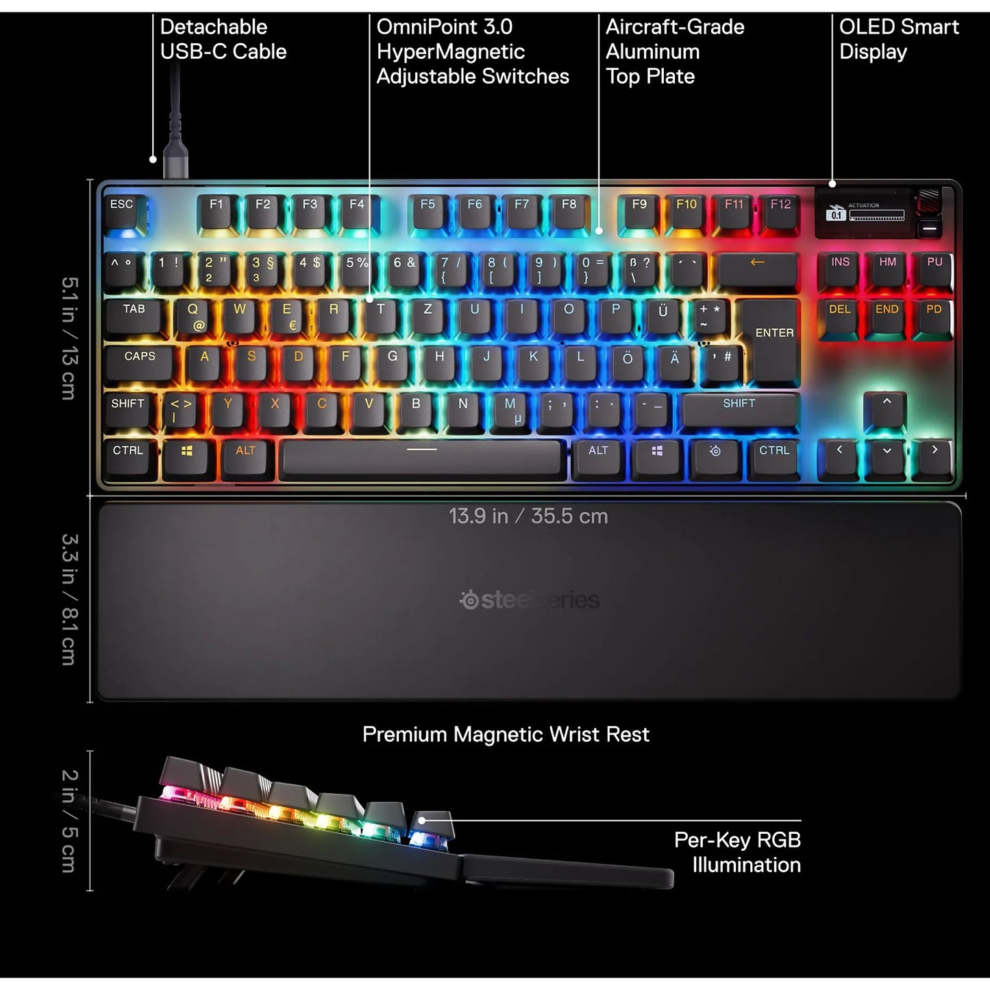 SteelSeries Apex Pro TKL Gen 3 – QWERTY US – Mechanische Gaming-Tastatur