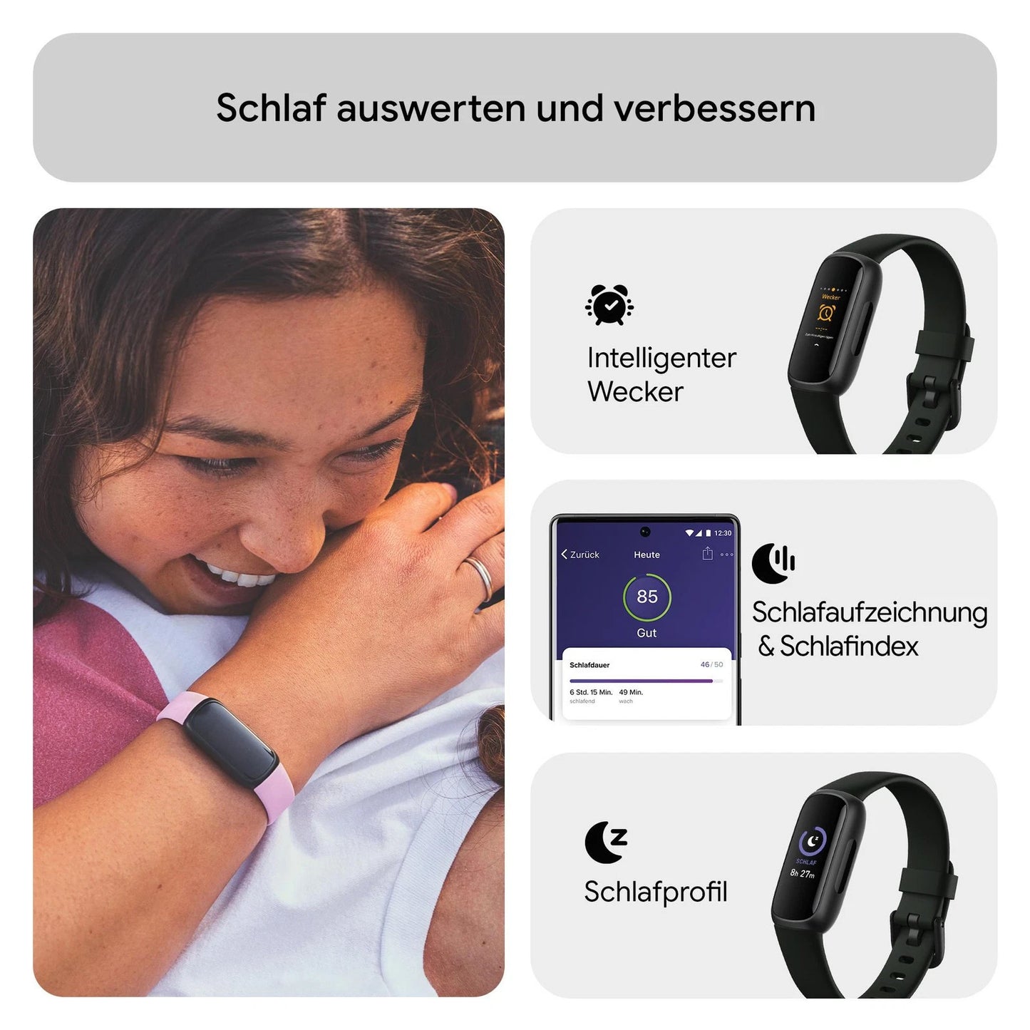 Fitbit Inspire 3 – Fitness-Tracker – Nachtschwarz/Schwarz